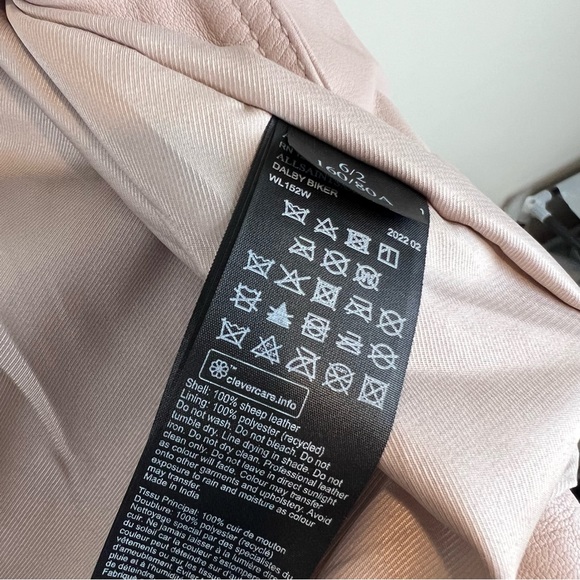 NEW ALLSAINTS Dalby Leather Biker Jacket in Nude Pink, Size 2 US - Picture 6 of 12